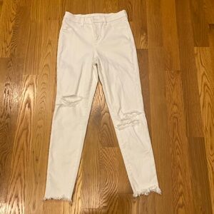 American Eagle Next Stretch Distressed White pants size 8 long Gently Loved